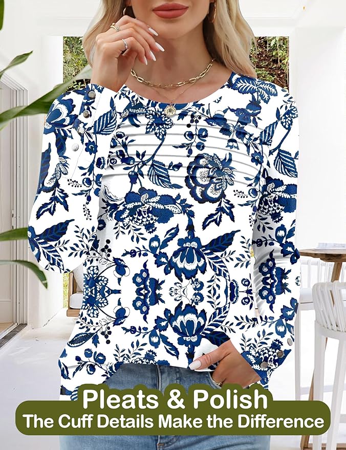 Blouses for Women Dressy Casual Long Sleeve Fall Fashion Tops Trendy Outfits for Work Office Shirts Thicker Clothes