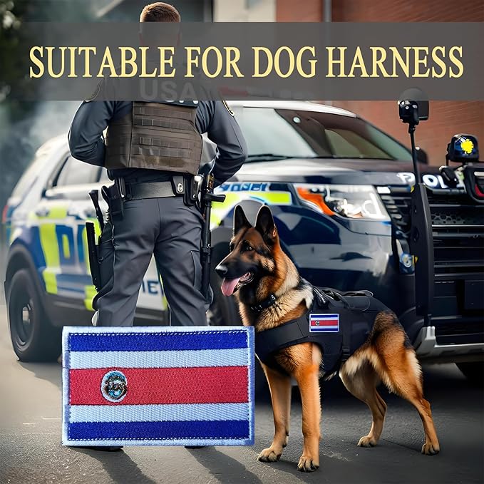 EmWoot 2PCS Costa Rica Flag Patch Embroidered Morale Patch Military Tactical Patches Hook and Loop