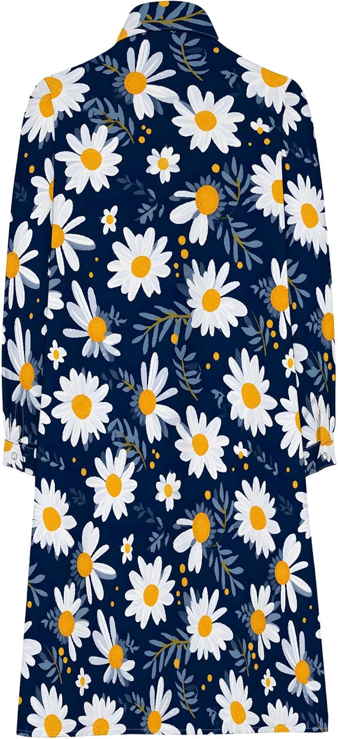 Shirt Dresses for Women 2025 Summer Long Sleeve Casual Plus Size Floral Printed Beach Vacation Dress with Pockets