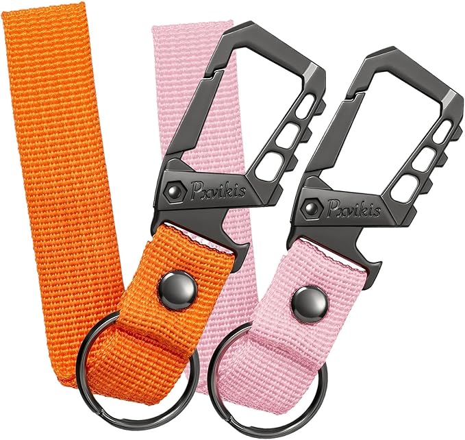 Pxvikis Metal heavy duty key chain carabiner clip bottle opener wrist lanyard ring car key fob unisex for men and women
