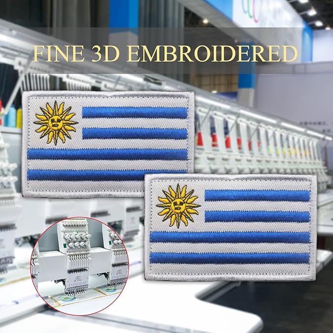 EmWoot 2PCS Uruguay Flag Patch Embroidered Morale Patch Military Tactical Patches Hook and Loop