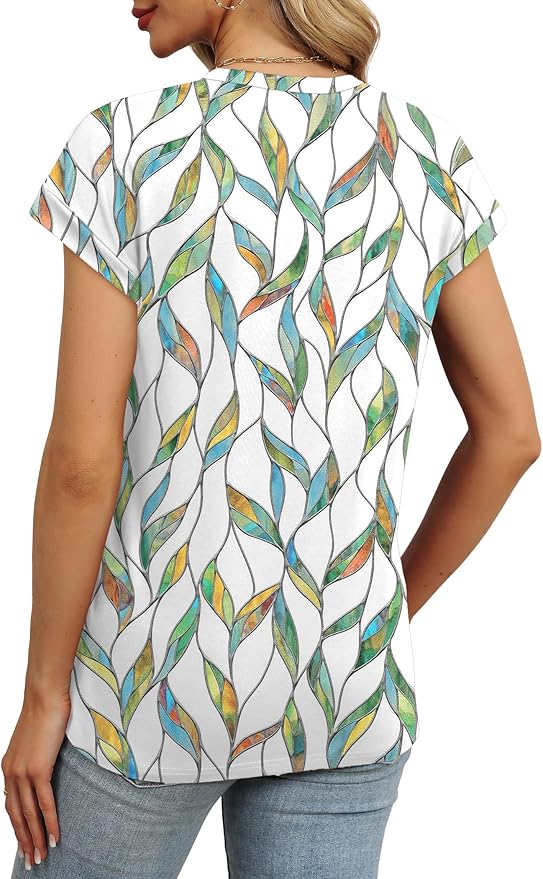WEESO Womens Summer Tops Trendy 2026 Cap Sleeve T Shirts Crew Neck Pleated Front Beach Vacation Clothes Fashion