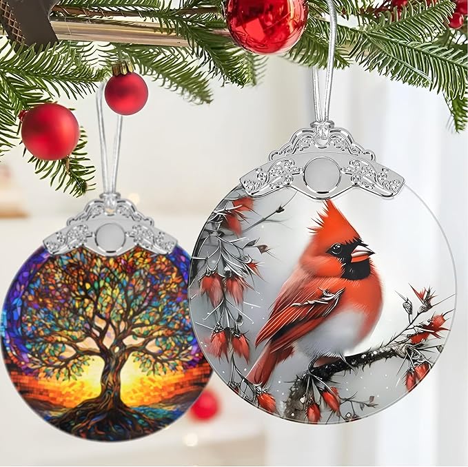 Sympathy Memorial Gifts, 2025 Christmas Ornaments - Sympathy Gifts for Loss of Loved One, Dad, Mom, Son - Bereavement, Remembrance Gift Ideas - Christmas Tree Decoration Stained Glass Ornament