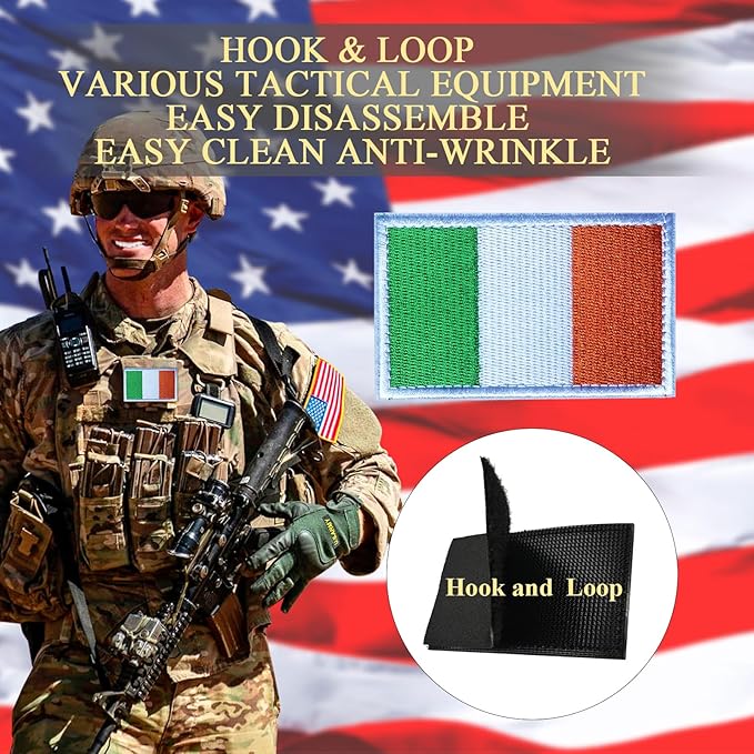 EmWoot 2PCS Ireland Flag Patch Embroidered Morale Patch Military Tactical Patches Hook and Loop