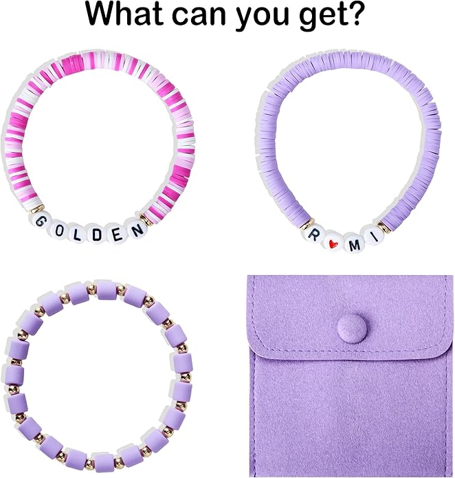 J6&H6 3 Pcs KPop Merch Bracelets Set, K-Pop Stuff Fans Cosplay Merchandise Gifts Outfit Costume Accessories Friendship Jewelry for Birthday Christmas Stocking Stuffers Party Favors