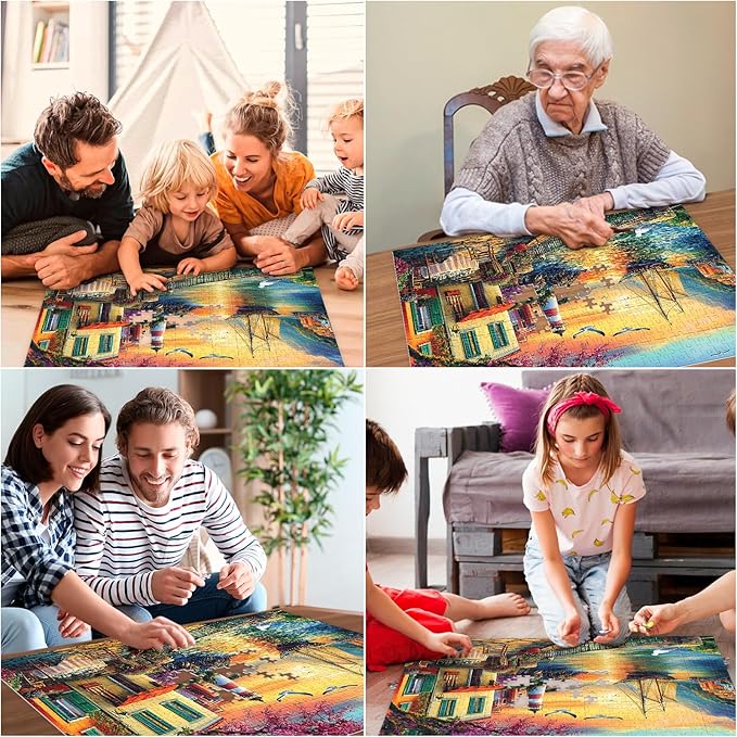 500 Piece Puzzles for Adults,Coastal Landscape Puzzle for Teen Adults,Recycled Paper Unique Fun Cool Jigsaw Puzzle 500 Pieces,Challenging Family Game Gift for Friends Men Women Seniors, 20.5 * 15In