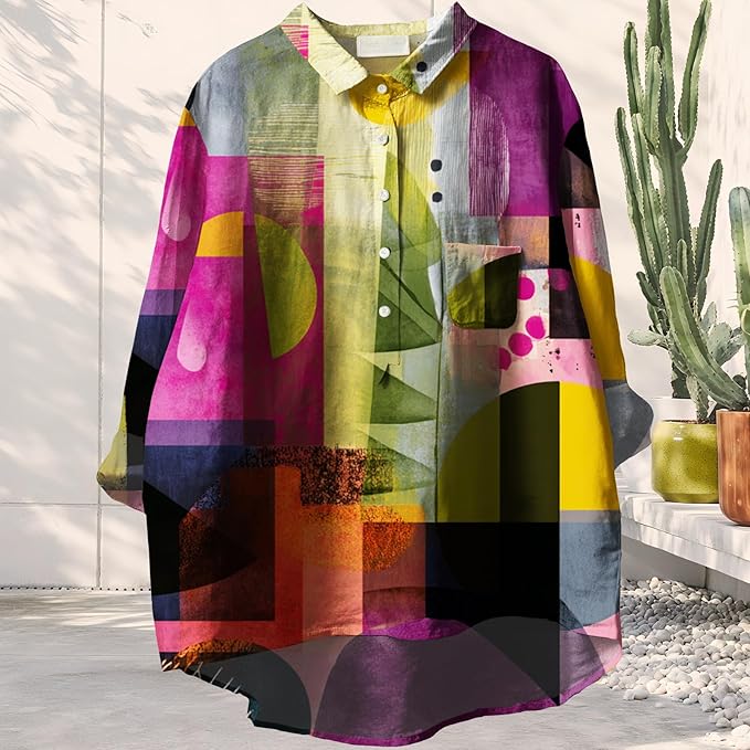 Women Funny Graphic Long Sleeve Floral Blouses Plus Size Button Shirts Casual Cute Vneck Fall Tunic Tops Trendy