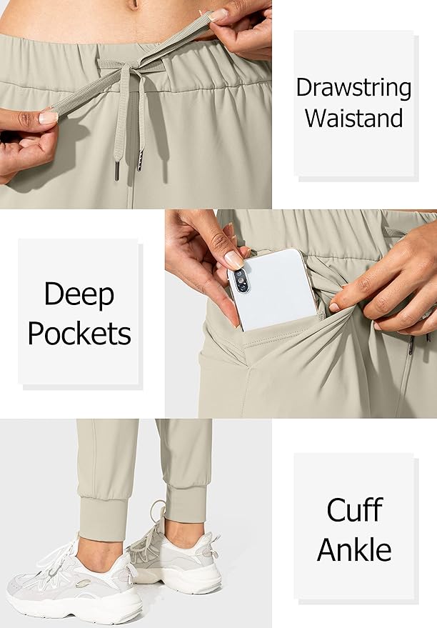 SANTINY Women's Joggers Pants Pockets Drawstring Running Sweatpants for Women Lounge Workout Jogging