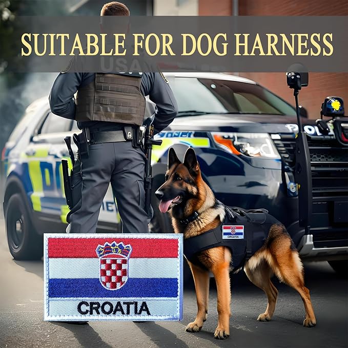 EmWoot 2PCS Croatia Flag Patch Embroidered Morale Patch Military Tactical Patches Hook and Loop