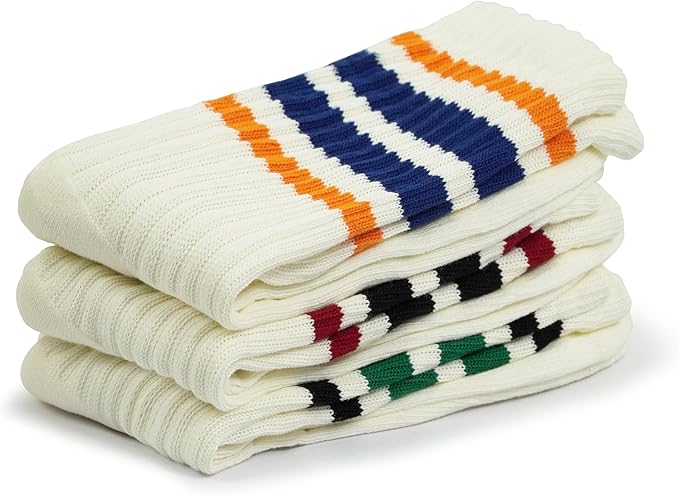 BomKinta Striped Crew Socks Women - Retro Novelty Socks - Stretchy Casual Athletic Cotton Sock Size 5-11