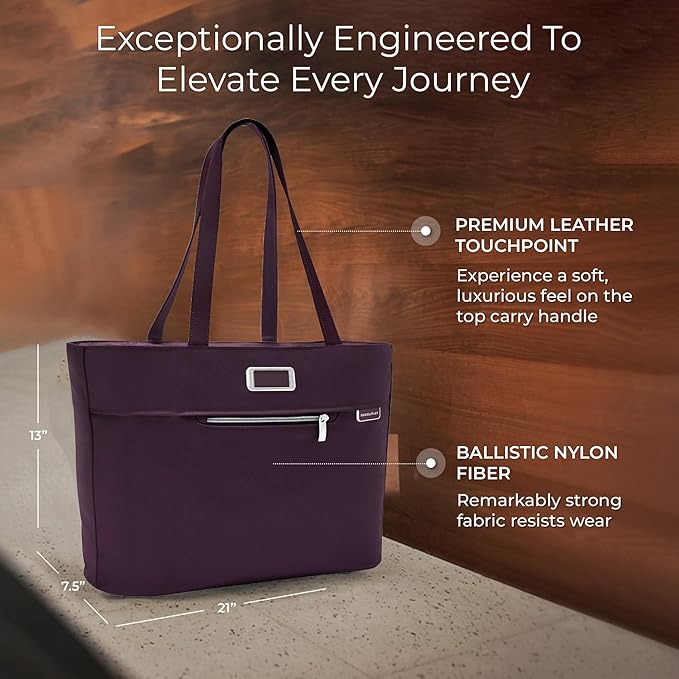 Briggs & Riley Traveler Tote Bag - Nylon Tote Bag for Weekend Travel & Work, Smooth Zipper Closure - Baseline Collection