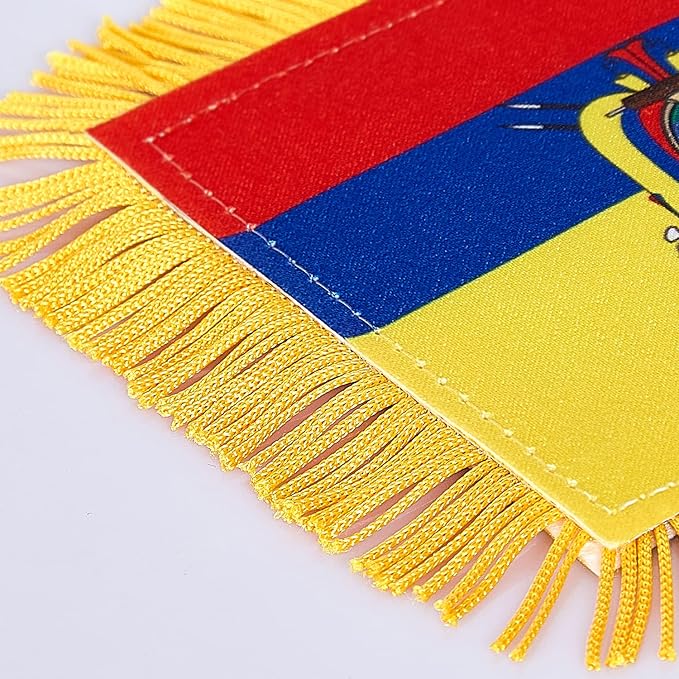 ZXvZYT 3 X 5 Inch Ecuador Window Hanging Flag Ecuadorian Small Mini Car Flags Banners Rearview Mirror Decoration - with Suction Cup & Golden Fringy Banner(2 Pack)