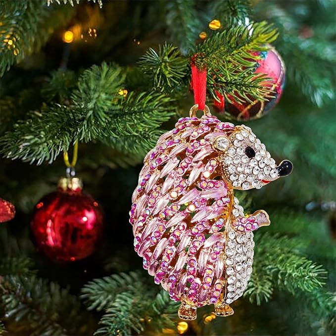 Ushinemi Hedgehog Ornaments for Christmas Tree, Hanging Hedgehog Ornament Xmas Tree Decor, Sparkles Keepsake Gifts for Mom Grandma Women Girls Sisters