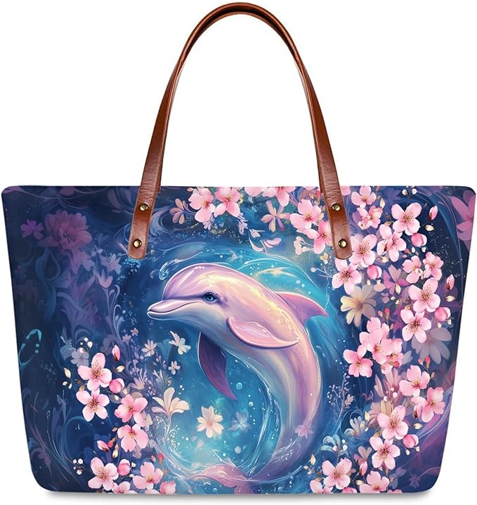 Womens Zip Up Tote Handbag Daisy Print Large Capacity Tote Purse Handbag Big Tote Bag Purse For Work Laptop