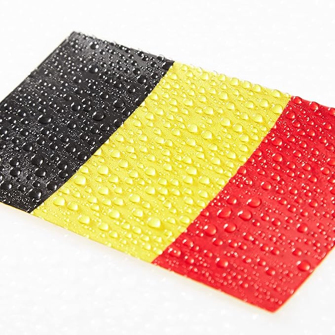CANTENDO 5Pcs Belgium Flag Decal Sticker - Belgian Flag Reflective Vinyl Car Stickers - for Car Window Bumper Waterproof Sticker (2.5 x 4.5 Inch)