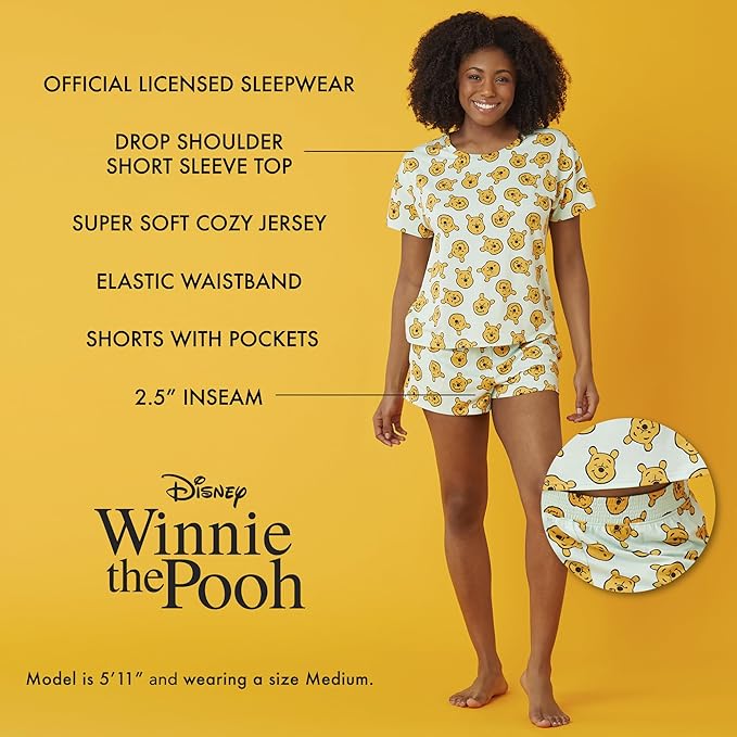 Richard Leeds International Womens Pajama Sets Disney | Hello Kitty |Snoopy Soft Stretch 2 Piece Short Lounge Sets for Women