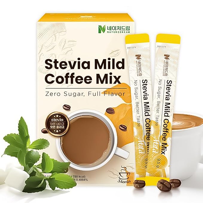 NATUREDREAM Zero Sugar Korean Coffee (30 Sticks) - Single Serve Portable Instant Coffee Packets with Creamer. Sugar-Free, Healthy Coffee Mix.