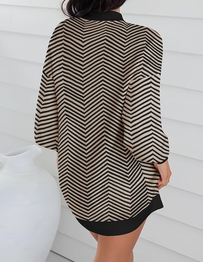 ZESICA Women's 2026 Fall Turtleneck Sweater Dress Oversized Long Lantern Sleeve Casual Knit Pullover Mini Dresses