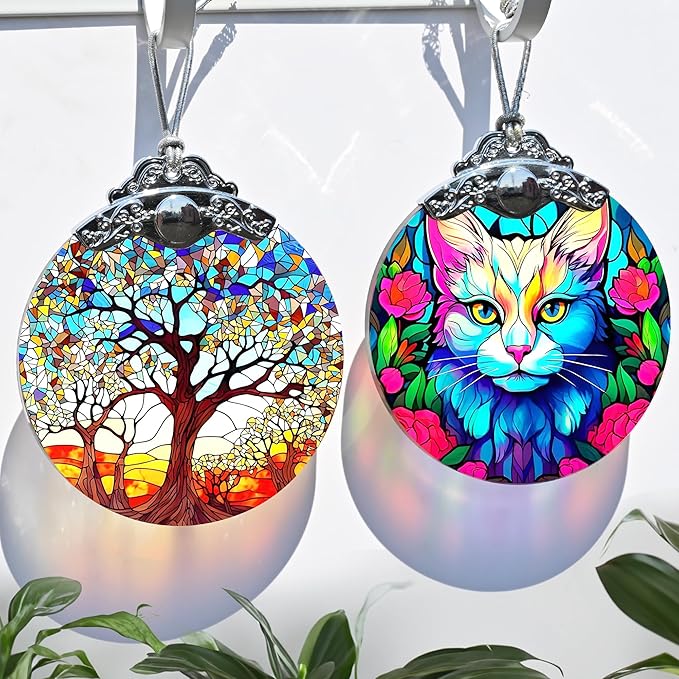 Jocidea Stained Glass Tree of Life Christmas Ornament - Holiday Decor & Xmas Gift Idea