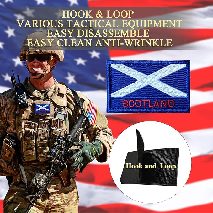 EmWoot 2PCS Scotland Flag Patch Embroidered Morale Patch Military Tactical Patches Hook and Loop
