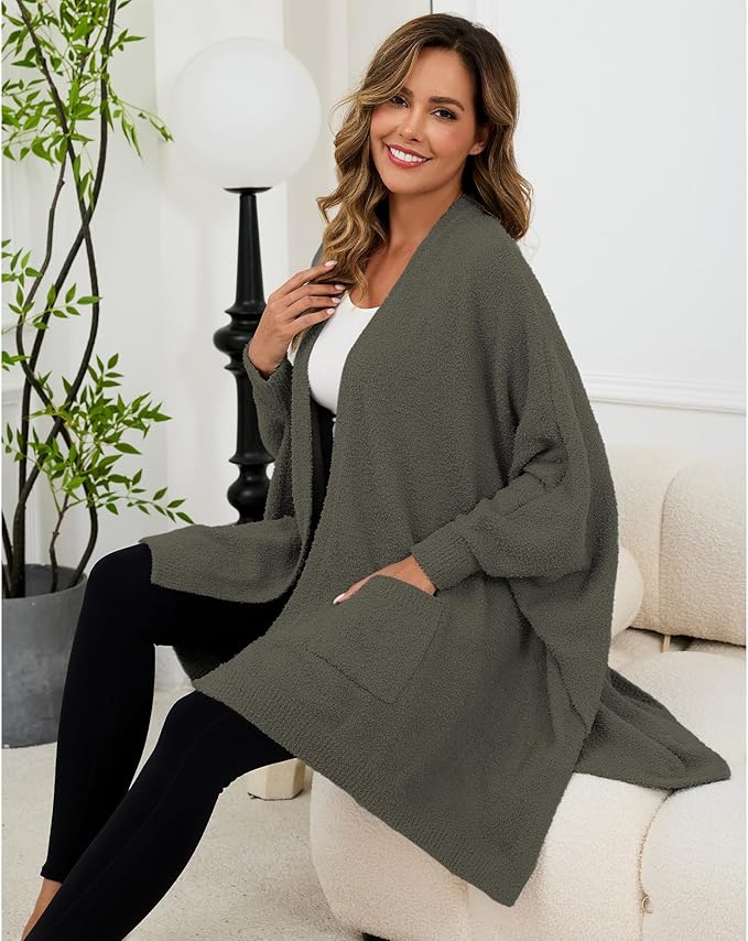 Wearable Blanket Sherpa Poncho Unique Office Work Warm Cozy Shawl TV Throw Blankets, Plush Cape Wrap for Adults