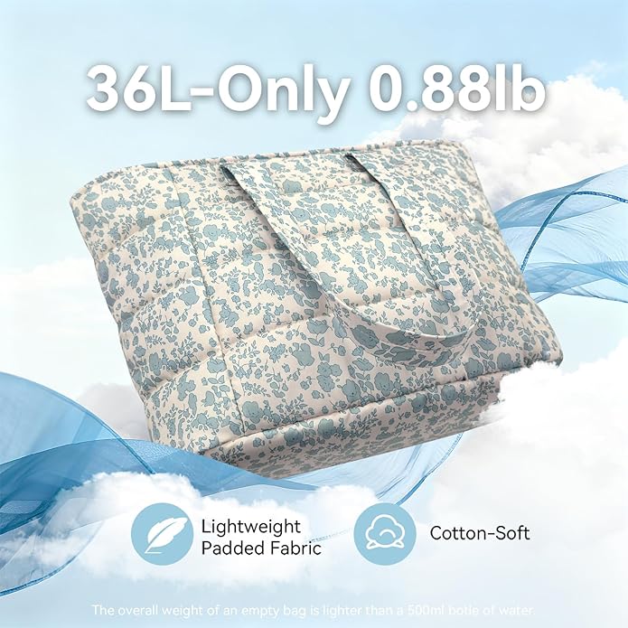 Puffer Tote Bag for Women, Lightweight Puffy Shoulder Bag with Handbag for Travel, Work, Gym, Laptop Bag for Nurse Teacher