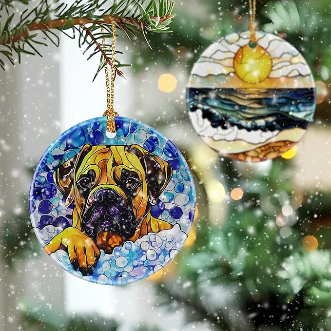 Bullmastiff Dog Ornament, Christmas Ornament – Christmas Tree Decor, Holiday Decoration, Stocking Stuffer, Festive Gift Idea, Gifts for Dog Lover, Friends, and Family