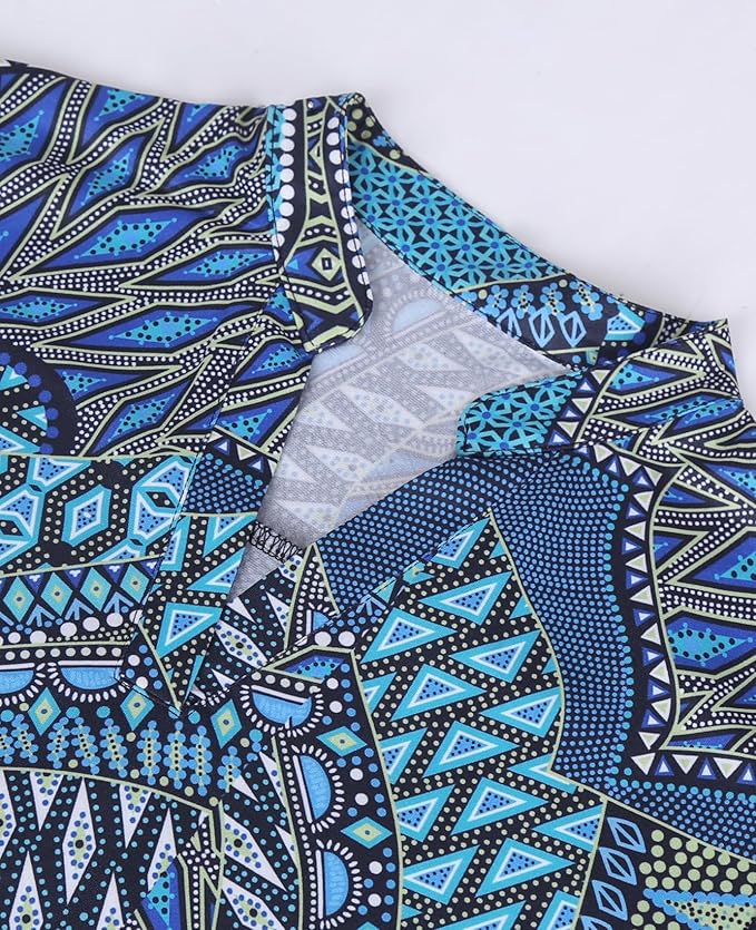 BAISHENGGT 3/4 Sleeve Tops for Women Notch V Neck Floral Work Blouses Dressy Casual Loose Fit Going Out Tunic Tops