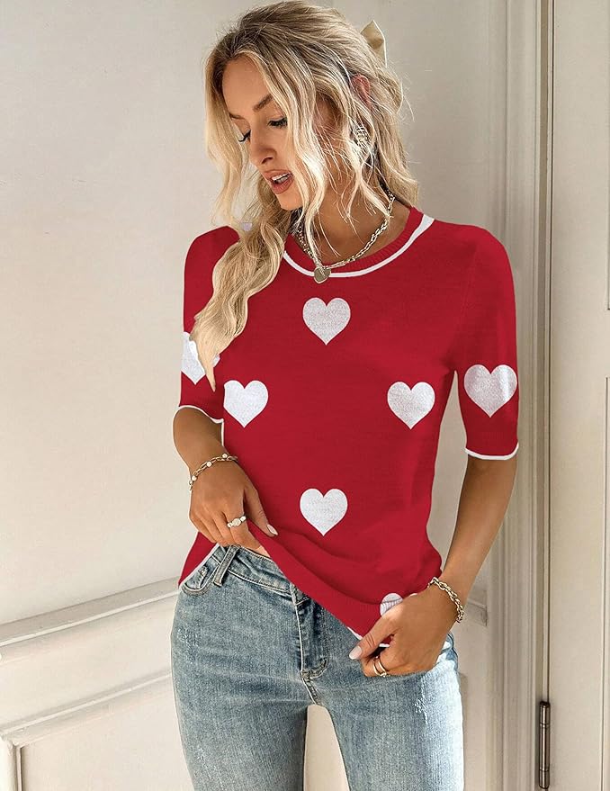Zeagoo Women Short Sleeve Sweater Summer Crew Neck Dressy Casual Soft Knit Pullover Tops Trendy