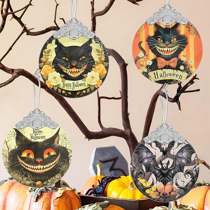 Bat Stained Glass Christmas Ornaments - Perfect for Holiday Party, Window & Tree Decor