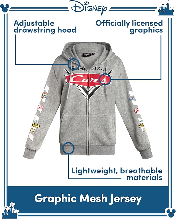 Disney Womens Zip Up Hoodies - Cars Lightning McQueen Lilo and Stitch Angel Marie Fleece Graphic Sweatshirts for Women (S-3X)