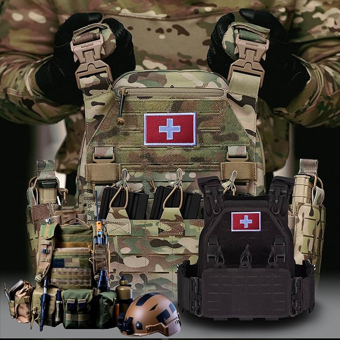 EmWoot 2PCS Swiss Flag Patch Embroidered Morale Patch Military Tactical Patches Hook and Loop(01)