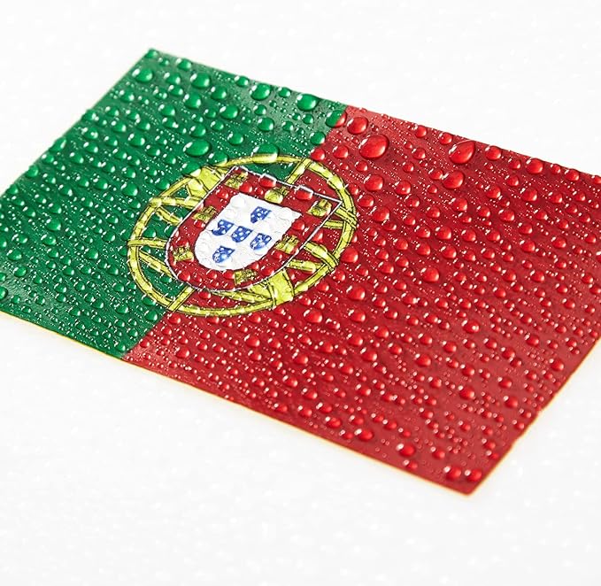 CANTENDO 5Pcs Portugal Flag Decal Sticker - Portuguese Flags Reflective Vinyl Car Stickers - for Car Window Bumper Waterproof Sticker (2.5 x 4.5 Inch)