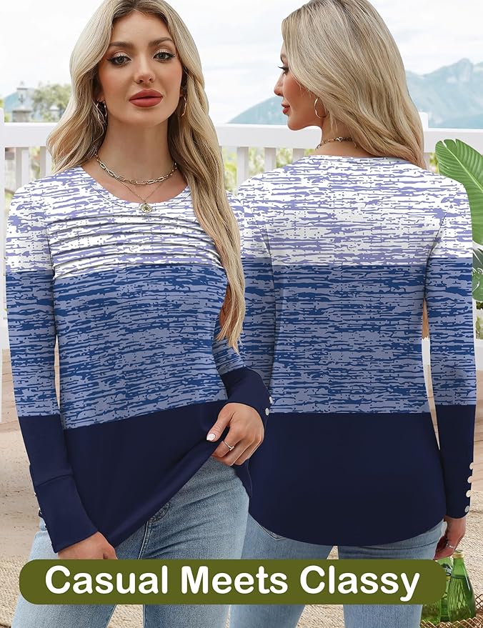 Blouses for Women Dressy Casual Long Sleeve Fall Fashion Tops Trendy Outfits for Work Office Shirts Thicker Clothes
