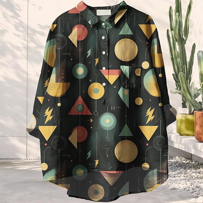 Women Funny Graphic Long Sleeve Floral Blouses Plus Size Button Shirts Casual Cute Vneck Fall Tunic Tops Trendy