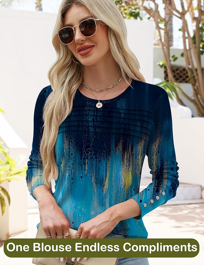 Blouses for Women Dressy Casual Long Sleeve Fall Fashion Tops Trendy Outfits for Work Office Shirts Thicker Clothes