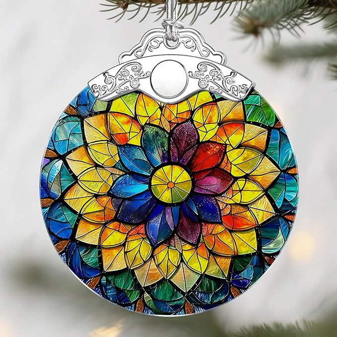 Rainbow Mandala Christmas Ornaments: Christmas Tree Ornaments, Holiday Decor, Stocking Stuffers, Gift Ideas, Xmas Gifts & Spiritual Gifts for Her