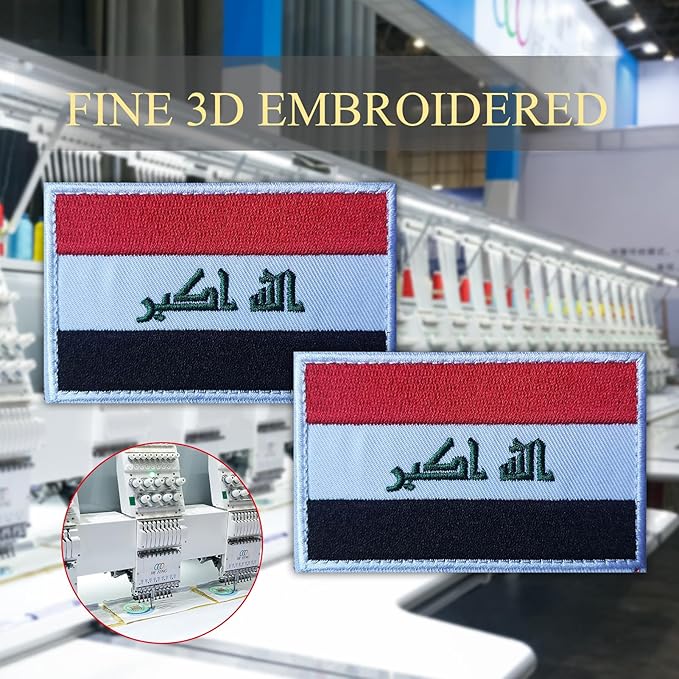 EmWoot 2PCS Iraq Flag Patch Embroidered Morale Patch Military Tactical Patches Hook and Loop