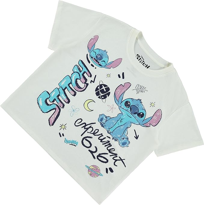 Disney Ladies Lilo and Stitch Shirt - Ladies Classic Lilo and Stitch Tee - Lilo and Stitch Short Sleeve Skimmer Crop Top Tee