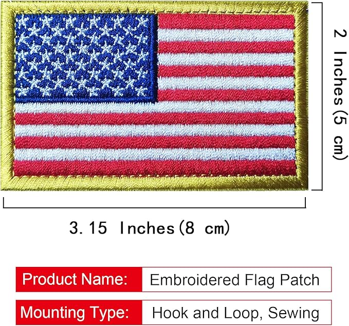 EmWoot 2PCS America US Flag Patch Embroidered Morale Patch Military Tactical Patches Hook and Loop