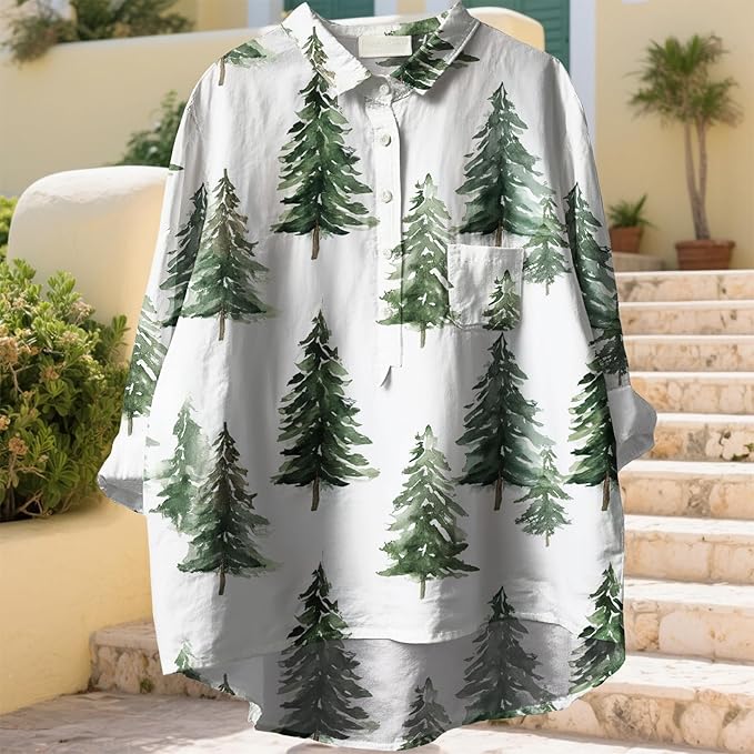 Women Funny Graphic Long Sleeve Floral Blouses Plus Size Button Shirts Casual Cute Vneck Fall Tunic Tops Trendy