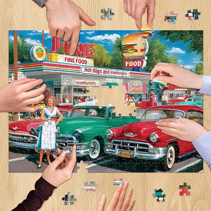 500 Pieces Jigsaw Puzzles, Retro Style 500 Piece Puzzles for Adults, Car and Food Station Jigsaw Puzzles, Interlock Perfectly Letter on Back, Home Decor Birthday Party Gift Toy Age 12+, 20.5 x 15 in