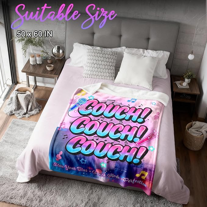 Kpop Couch! Couch! Couch! Gifts Blanket - Ultra-Soft Plush Throw Blanket for Adult, Teen Girls, Music Gifts for Women Friends K-Pop Lovers Merch Stuff, Christmas Birthday Gifts (Pink, 80''x60'')
