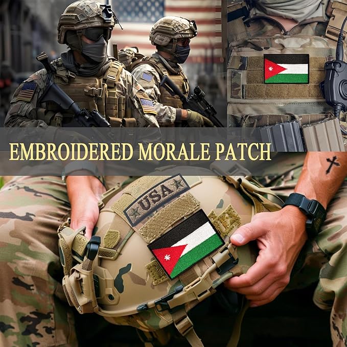 EmWoot 2PCS Jordan Flag Patch Embroidered Morale Patch Military Tactical Patches Hook and Loop