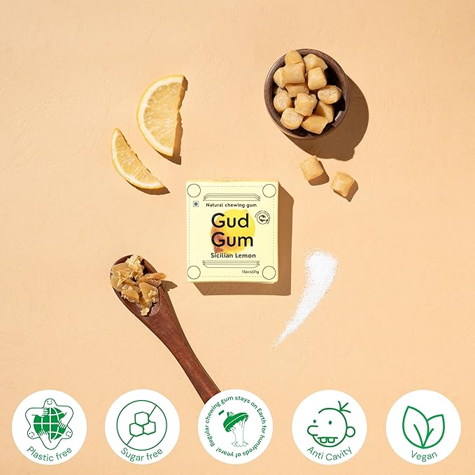 GUDGUM Natural & Sugar-Free Chewing Gum – Plastic-Free, Biodegradable, Vegan (Pack of 4, Assorted)
