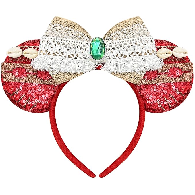 Bmobuo Mouse Ears Headband - Red Ocean Headband for Women, Cosplay Headwear for Princess, Hawaii, Birthday Party
