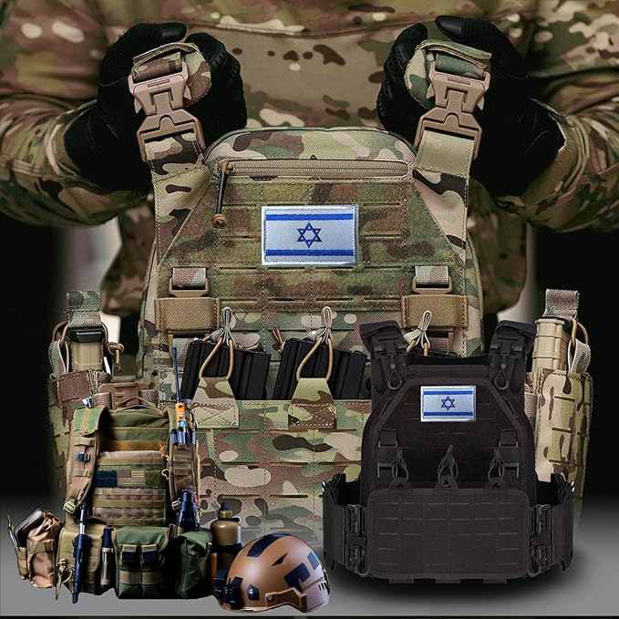 EmWoot 2PCS Israel Flag Patch Embroidered Morale Patch Military Tactical Patches Hook and Loop