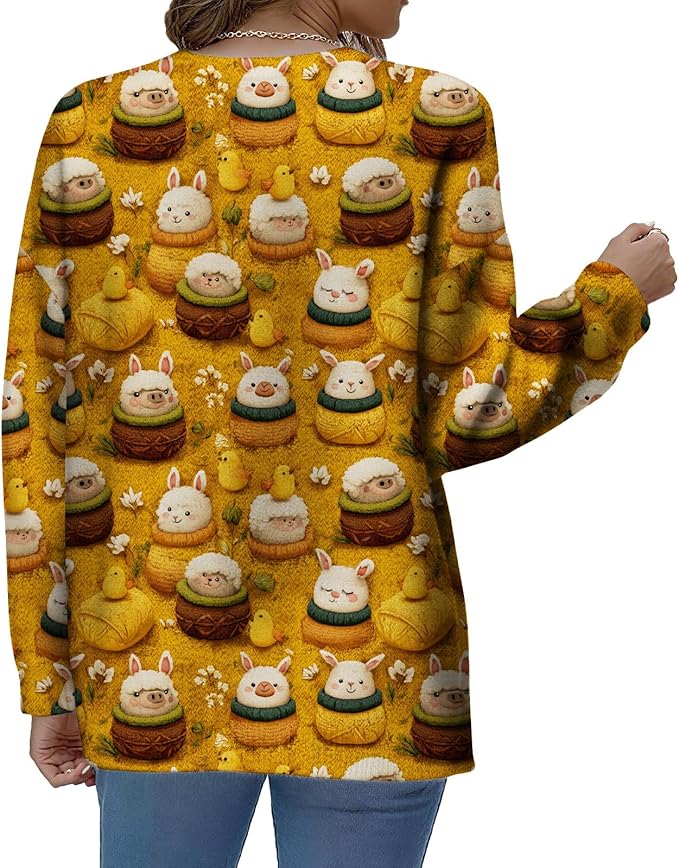 LIZALIG Women's Fall Christmas Snowman Sweater Long Sleeve Crewneck Pullover Festive Holiday Winter Outfit for Parties