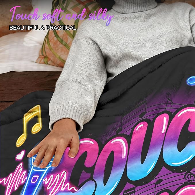 Kpop Couch! Couch! Couch! Gifts Blanket - Ultra-Soft Plush Throw Blanket for Adult, Teen Girls, Music Gifts for Women Friends K-Pop Lovers Merch Stuff, Christmas Birthday Gifts (Black, 80''x60'')