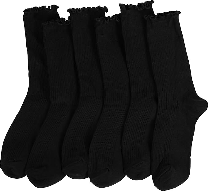 BomKinta Ruffle Socks Women - Turn-Cuff Frilly Sock - Lightweight Cotton Socks